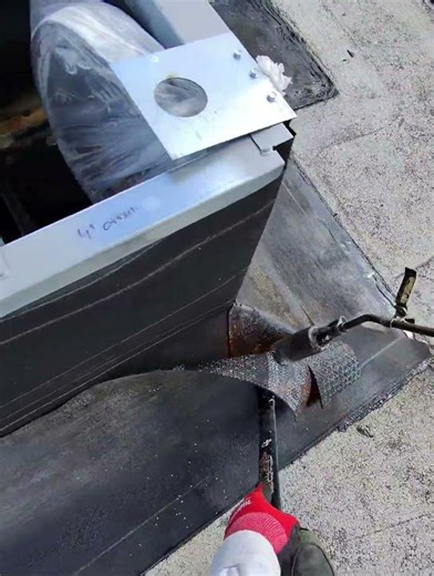 BUR Roof Repair - Torchdown installed to flat roofing on A/C mechanical curb