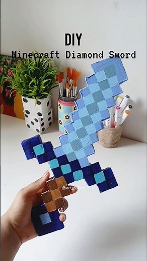DIY Minecraft Diamond Sword ✨ #diy #minecraft #diamondsword #craft #shorts #walldecor #cardboard