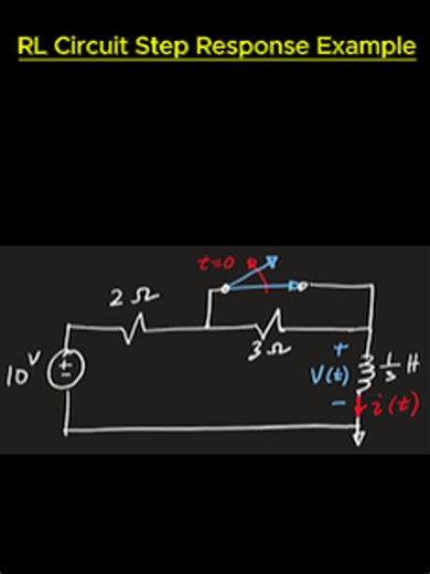RL circuit step response example - clearly explained This video walks through a complete RL circuit step response example, starting with a switch initially closed and an inductor that is already energized before transitioning to the open position. The transient behavior is analyzed step by step to show how the circuit responds immediately after the switching event. The current step response is derived using the FIFE (complete response) equation, and the corresponding inductor voltage is obtained