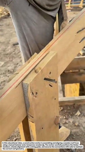 Traditional Wooden Roof Truss Assembly Using Hand Tools | Precision Timber Framing Technique.