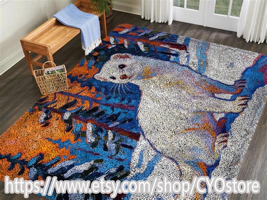 Ferret Latch Hook Kit Diy Rug Making Kit Pre-printed Canvas Multiple Sizes-all Materials Included - Etsy