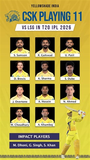 CSK Playing 11 vs LSG IPL 2026 💥 Chennai Super Kings Team & Squad #csk #ipl2026