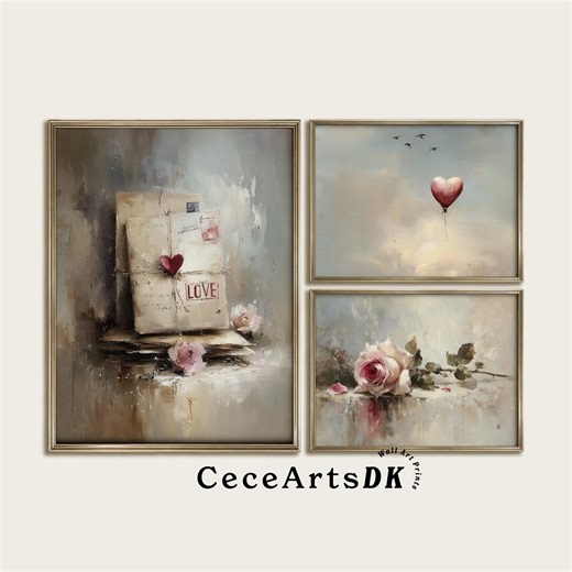 Vintage Romantic Gallery Art Set of 3 Love Paintings (digital Download) - Etsy