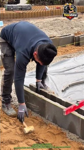 Installing Precast Concrete Blocks for Garden Walls and Area Edging #constructionwork #factorywork