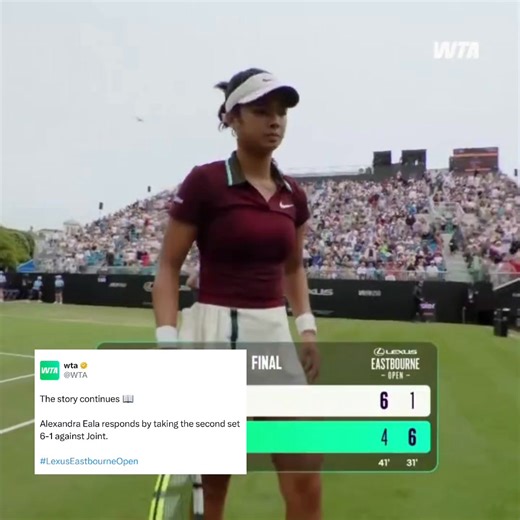 REFUSED TO BREAK 😤🎾 With a fiery 6–1 second set, Alex Eala claws her way back into the Eastbourne Open final, forcing a decider against Australia’s Maya Joint. | 🎥 WTA #EastbourneOpen | One Sports