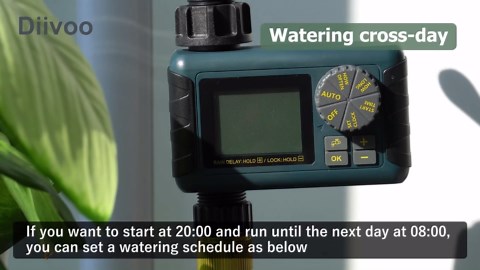 Sprinkler Timer, Diivoo Hose Timer with Timing and Frequency Irrigation, Water Timer for Garden Hose with Rain Delay and Manual Watering for Lawn, Blue