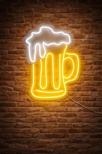 Beer Neon Sign, Beer Mug LED Neon Light, Bar Wall Decor, Pub Kitchen Neon Sign, Handmade Neon Light - Etsy