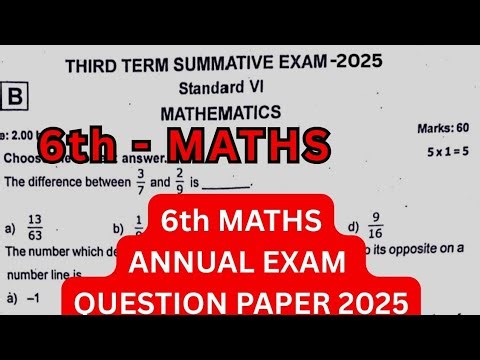 6th maths annual exam question paper 2025 | 6th Maths 3rd term Summative Question Paper 2025
