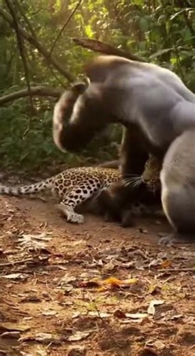 Silverback vs Leopard - BABY RESCUED 🤯 #shorts