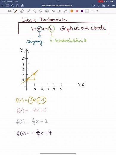 Lineare Funktionen, y=mx+b￼