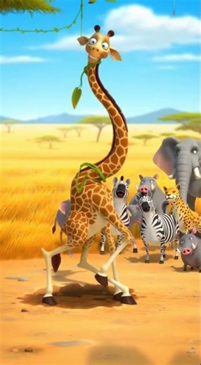 Awkward Giraffe Tries to Eat a Leaf and Fails Hilariously! 😂🦒 | Funny Safari Animation