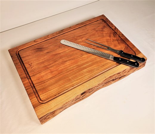 Live Edge Cherry BBQ Board: 2" Thick Reversible Carving Board - Etsy