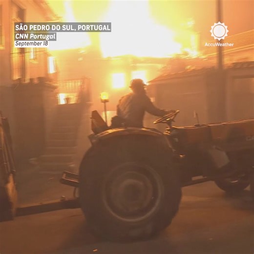 Dramatic footage shows an uninhabited house exploding amid raging wildfires in Portugal. | AccuWeather