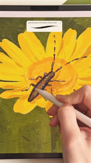 🌼🐜 Realistic Oil Pastel for Procreate ✏️ The full video is available for Drawing Club✨#procreate