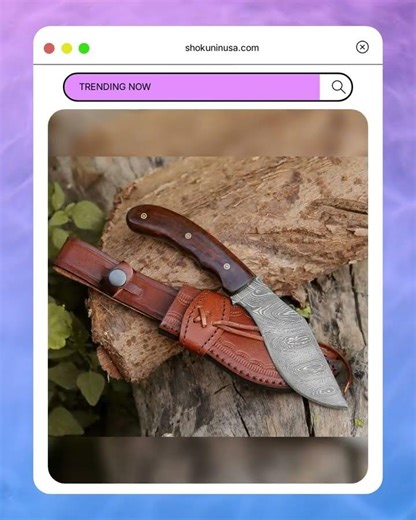 Huntsman Damascus Kukri Knife with Exotic Rose Wood Handle