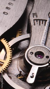 Inside of mechanic watch. Old clock mechanism works. Successful business or teamwork. Mechanical watches, time gears concept. Gears and springs component plays crucial role in synchronizing movement