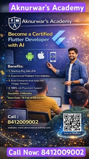 Software Internship | Become a Certified Flutter Developer with AI |#internship #internshipprogram