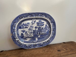 Antique Blue Willow Serving Platter Stoneware Warranted C.P - Etsy