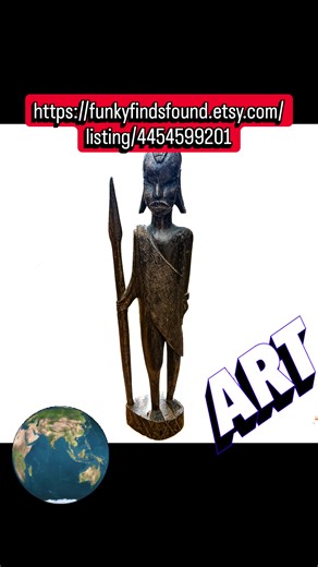 Solid hand-carved African wooden warrior sculpture with real weight, age, and presence. Mid-century tribal form with natural patina and strong lines. One-of-a-kind decor piece. #africanart #woodensculpture #tribaldecor #folkart #vintagedecor