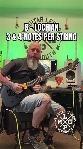 3 & 4 Notes per string.. B - Locrian. 1,b2,b3,4,b5,b6,b7#guitar #guitarra #guitartok #fyp #guitarlesson @Positive Grid @jacksonguitarsusa @Dansguitarstore