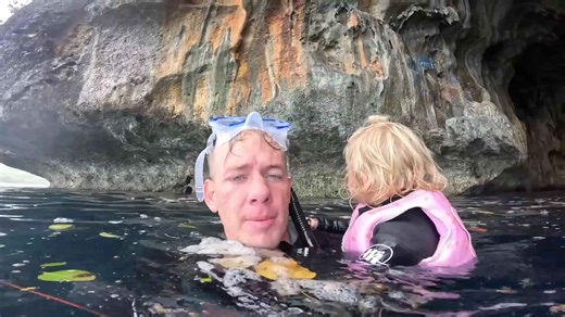 2-year-old swims with humpback whales in Tonga