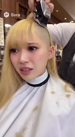 金髪ギャルの丸刈り体験