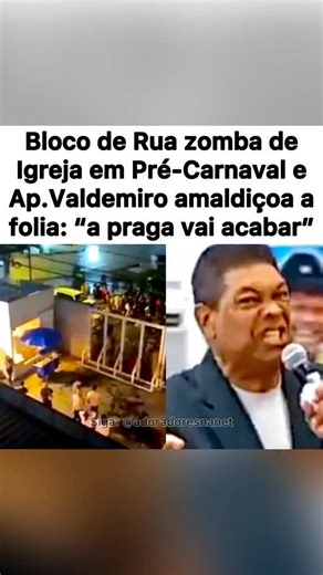 Após a repercussão de um vídeo polêmico em que um bloco de rua do pré-carnaval de 2026 interdita a frente de uma igreja evangélica em Belo Horizonte (MG), com o objetivo de provocar fiéis logo após o encerramento de um culto — ato interpretado como uma afronta explícita e direta à fé cristã —, voltaram a circular nas redes sociais duras críticas do apóstolo Valdemiro Santiago contra o carnaval. Na gravação, o líder religioso não mede palavras ao amaldiçoar a chamada “festa da carne”, classifican