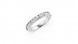 3D animation of an eternity ring viewed from multiple angles. Smooth motion shows full design and brilliance.
