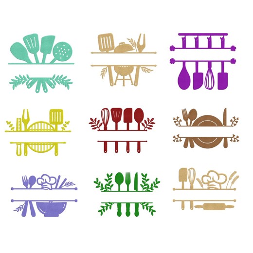 Kitchen Utensils Embroidery Design, Cooking Chef Machine Embroidery File, 9 Design, 9 Size, Instant Download - Etsy
