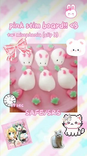 first stim board! this is a safe space for all. feel free to request any stim boards in comments. NOT BABYING!!! i do unsafe srs stim boards but they will have big warnings so youll know :) ok thanks bye!! #stimming #stimboard #cute #pink #safepace #awh #bunnies #stiming #loveya