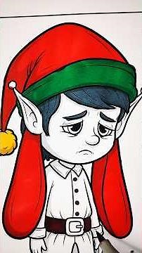 Emotional Christmas Elf Coloring page 🧝‍♂️☹️| Relaxing ASMR Coloring with Alcohol markers