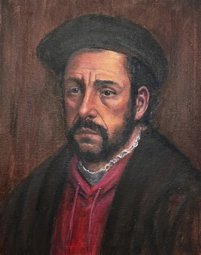 Welcome back for another Masterpiece Monday: What if Adam Sandler was painted by Rembrandt ? … Here is my attempt 🎨🖌️ #adamsandler #art #rembrandt #trendingvideo #oilpainting