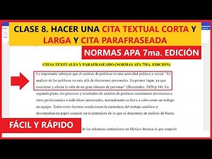 CLASS 8. EXAMPLE of How to Make a Short and Long Paraphrased Textual Citation | APA Standards 7th...