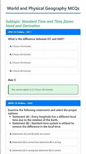 Standard Time and Time Zones: Need and Derivation