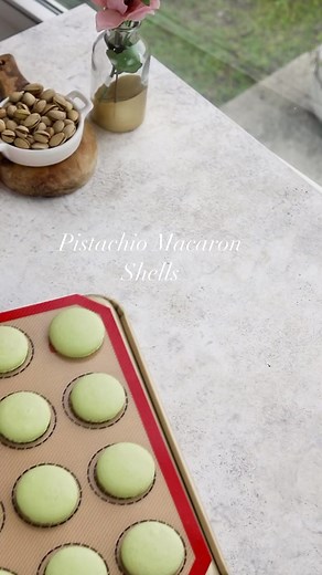 661K views · 10K reactions | To make pistachio shells I replace 30% of my almond flour with the pistachio flour. You can do this in pretty much any macaron recipe. I use my regular Swiss recipe here  | Pies and Tacos | Facebook