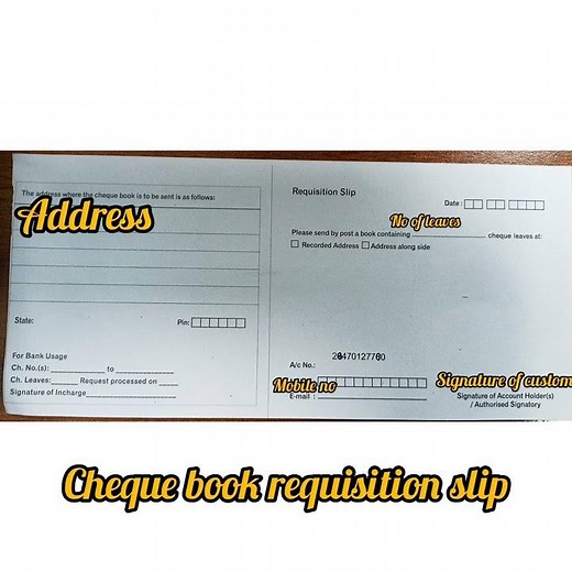 cheque book requisition slip.. how to apply for new cheque book.. filling cheque book request form