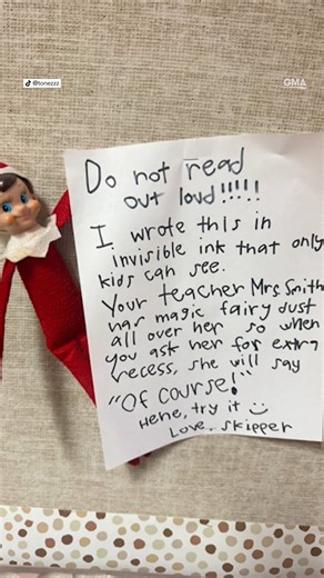 This Elf on the Shelf has a secret coded message for students: "Do not read out loud." 👀 https://abcnews.link/tOrE29u | Good Morning America