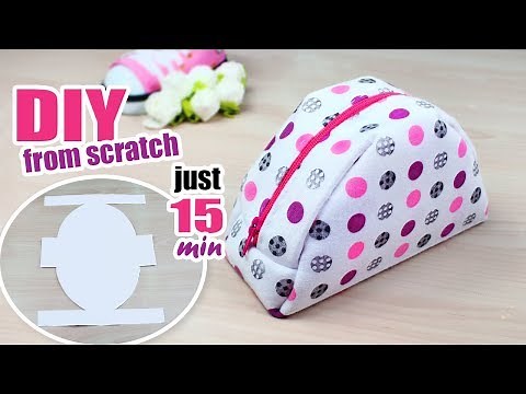 DIY Zipper Round Pouch Bag from scratch ~ DIY MINI DOTTED BAG TUTORIAL
