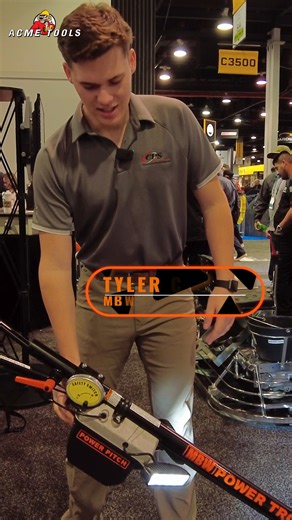 New from MBW at World of Concrete 2024, the Power Pitch Handle powered by a Milwaukee M18 battery! Featuring easy adjusting pitch and 2 lights. | Acme Tools