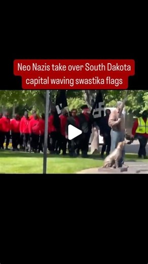 Liora Rez on Instagram: "Shocking footage shows the extremist group “Blood Tribe”, led by neo-Nazi Christopher Pohlhaus, march through the state capital waving swastika flags earlier today. Pohlhaus was featured as a previous ‘Antisemite of the Week’ by @stop_antisemitism after he was caught attempting to set up a white nationalist training camp on a large property he purchased in Maine."
