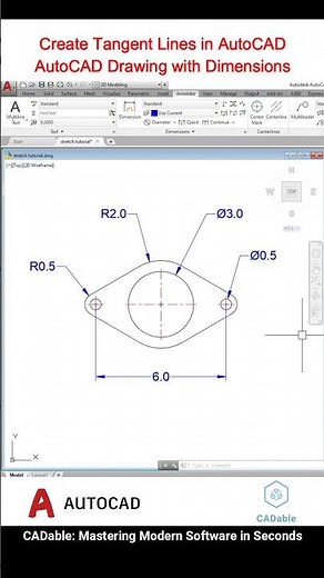 Create Tangent Lines in AutoCAD #autocaddrawingwithdimensions #cadable #autocad2ddrawing