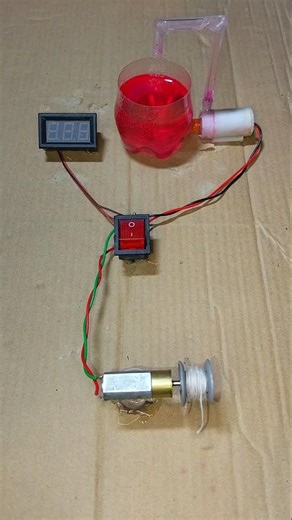 Turn A Mini Gear Motor Generator Powering Into a Water Pump and Voltmeter #dcmotor #tech #shorts