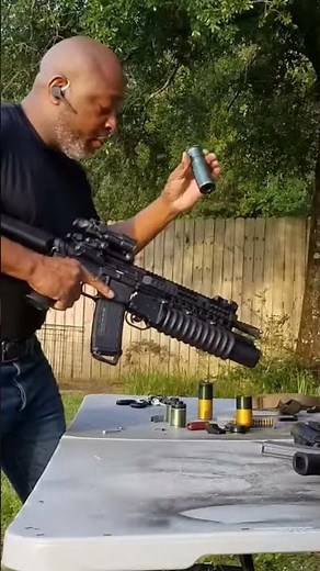 SHOOTING A 40MM BUCKSHOT ROUND OUT OF MY 40MM GRENADE LAUNCHER #army #marines #airforce #navy