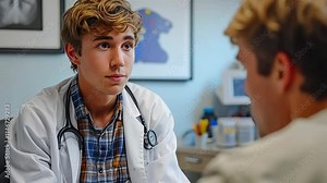 Doctor performing physical check-up with patient