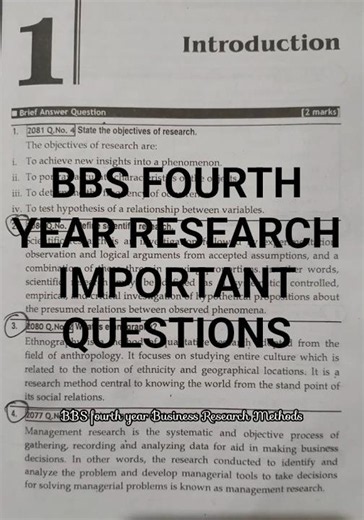 BBS 4th year (Business research methods) #bbs4thyear #importantquestions #new #businessresearch