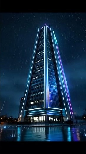Futuristic Rainy Skyscraper City | Night City Vibes #aivideo