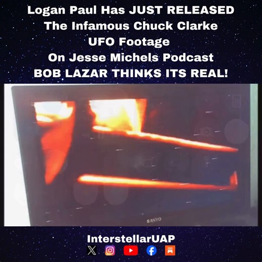 **BREAKING** Logan Paul just released the LEGENDARY Chuck Clarke UFO Footage - Bob Lazar thinks it's REAL 👽🛸🇺🇸Logan Paul secretly filmed this legendary Chuck Clarke UFO footage years ago with a hidden camera.You hear the raw panic in their voices: “It’s over the top of us!”Watch the glowing orange disc move like it’s alive.James Fox called it one of the best pieces of UFO footage he’s ever seen.