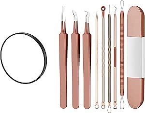 Blackhead Remover Tool Kit - 8PCS Pimple Popper Tools with Metal Case and 15x Magnifier - Professional/Whiteheads/Milia/Pimples Remover for Face