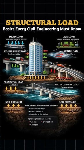 Structural Load Explained | Dead Load, Live Load, Wind Load | Civil Engineering Basics #shorts