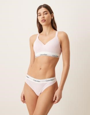 Calvin Klein Icon Cotton Modal unlined bralette in light pink | ASOS